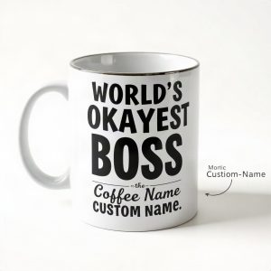 World's Okayest Boss Mug Custom Name Coffee Cup (AI)